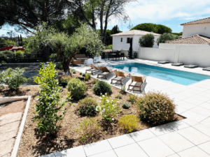 Magnifique jardin méditerranéen avec l'olivier centenaire de la Villa Réal à Puget-sur-Argens